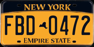 NY license plate FBD0472