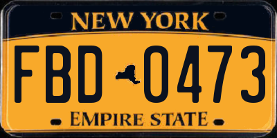 NY license plate FBD0473