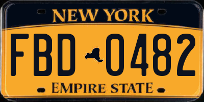 NY license plate FBD0482