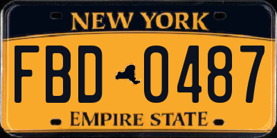 NY license plate FBD0487