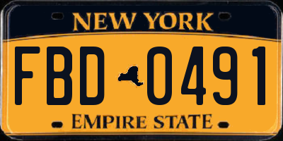NY license plate FBD0491