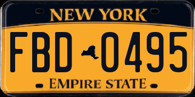 NY license plate FBD0495