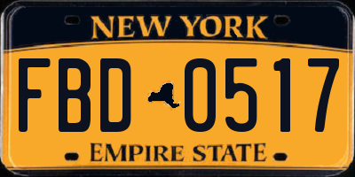 NY license plate FBD0517