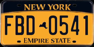 NY license plate FBD0541