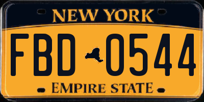 NY license plate FBD0544