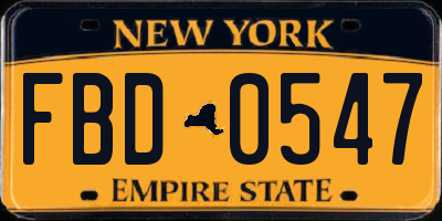 NY license plate FBD0547