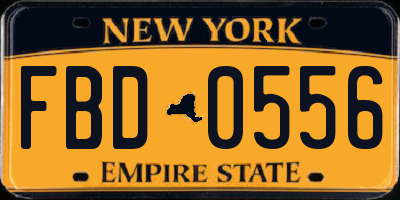 NY license plate FBD0556