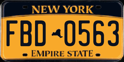 NY license plate FBD0563