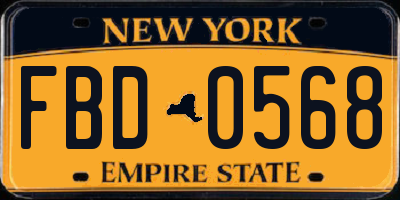 NY license plate FBD0568