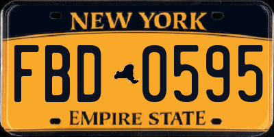 NY license plate FBD0595