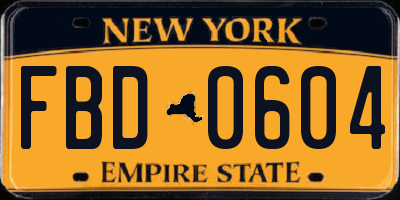 NY license plate FBD0604