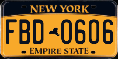 NY license plate FBD0606