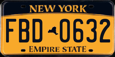 NY license plate FBD0632