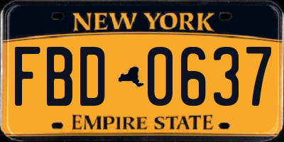 NY license plate FBD0637