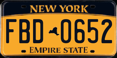 NY license plate FBD0652