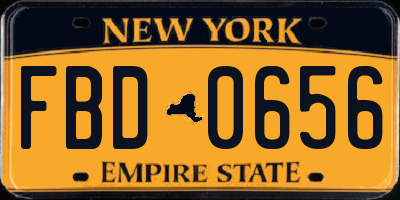 NY license plate FBD0656
