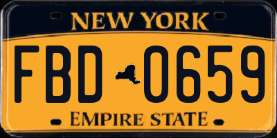 NY license plate FBD0659