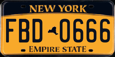 NY license plate FBD0666
