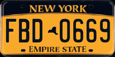 NY license plate FBD0669