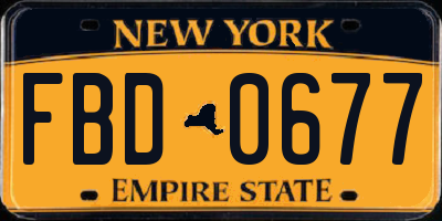 NY license plate FBD0677