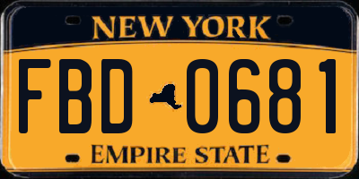 NY license plate FBD0681