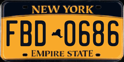 NY license plate FBD0686