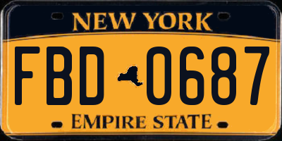 NY license plate FBD0687