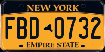 NY license plate FBD0732