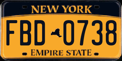 NY license plate FBD0738