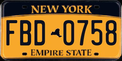 NY license plate FBD0758