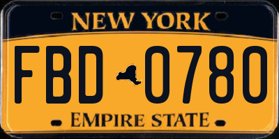 NY license plate FBD0780