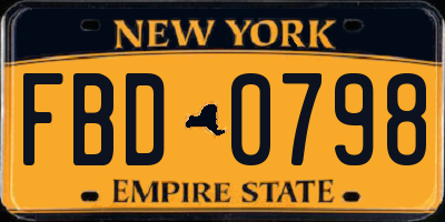 NY license plate FBD0798
