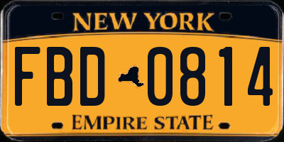NY license plate FBD0814