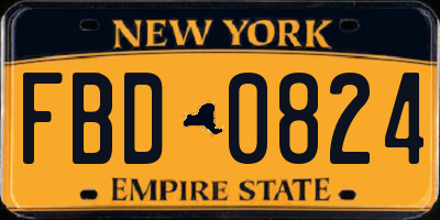 NY license plate FBD0824