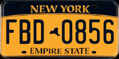 NY license plate FBD0856