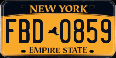 NY license plate FBD0859