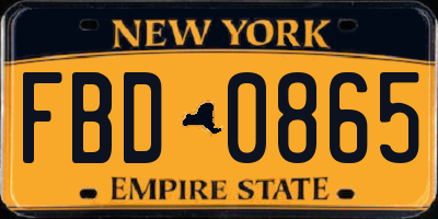NY license plate FBD0865
