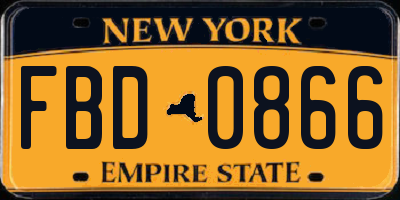 NY license plate FBD0866