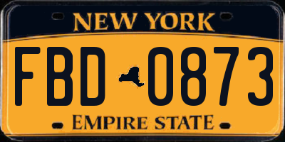NY license plate FBD0873