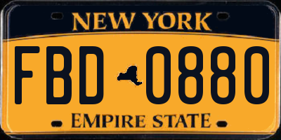 NY license plate FBD0880