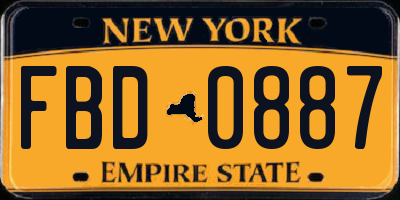 NY license plate FBD0887