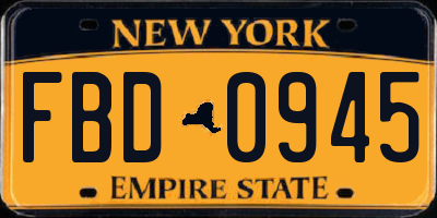 NY license plate FBD0945