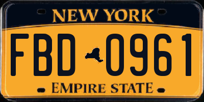 NY license plate FBD0961