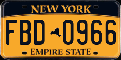 NY license plate FBD0966