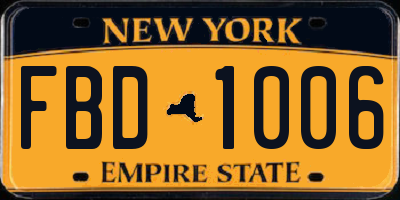 NY license plate FBD1006
