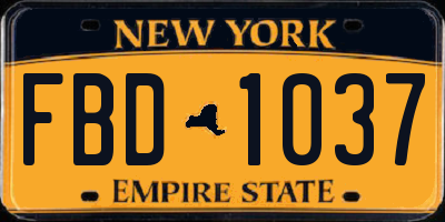 NY license plate FBD1037