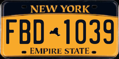 NY license plate FBD1039