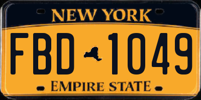 NY license plate FBD1049