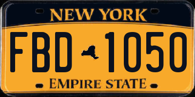 NY license plate FBD1050