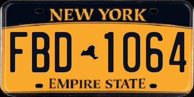 NY license plate FBD1064